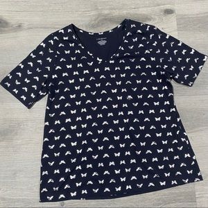 Lane Bryant Women's Blue Butterfly Cotton Blend V-Neck